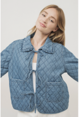 Aaron & Amber Kayte - Quilted Denim Jacket with Peter Pan Jacket