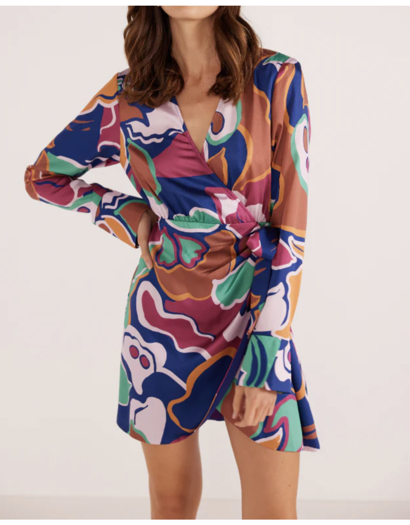 Mink Pink Mink Pink - Lottie wrap mini dress (Abstract Floral)