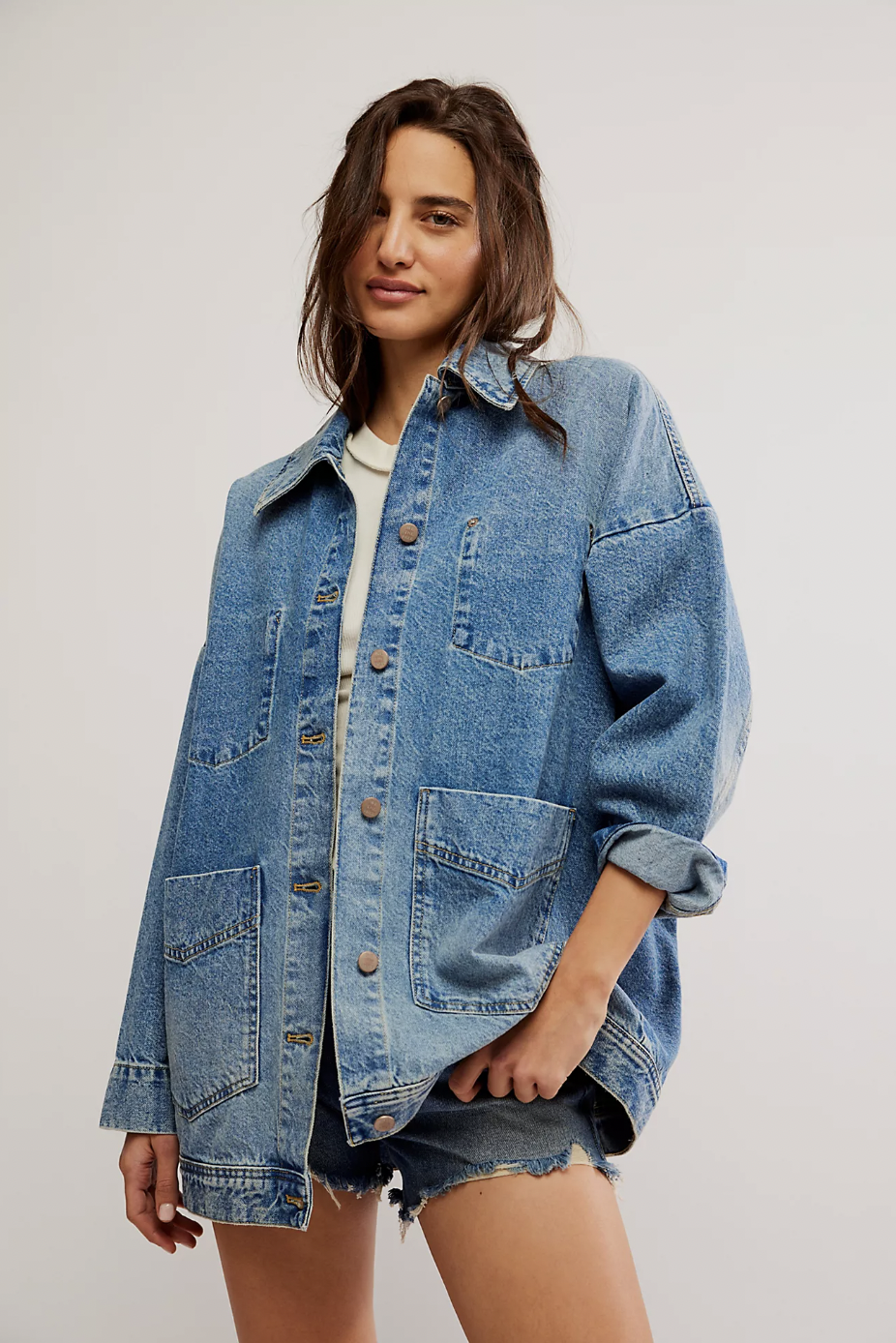 Free People Avery Denim Jacket Got the Blues Luna Blue