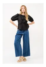 Aaron & Amber Celeste Bow Tie Peplum Blouse (Black)