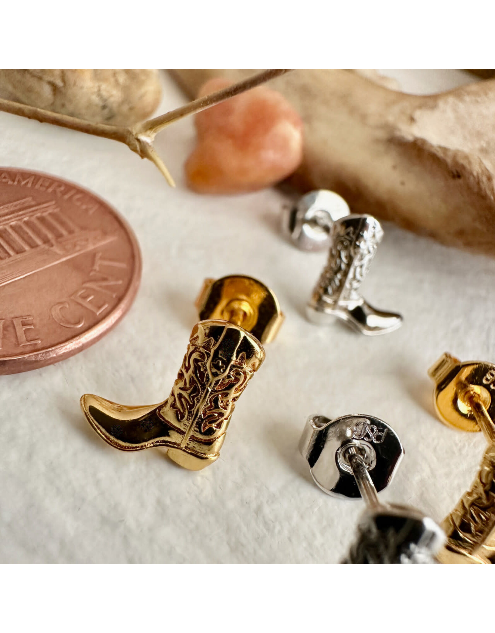 Pika & Bear Pika & Bear - "Dolly" Cowboy Boot Stud Earrings