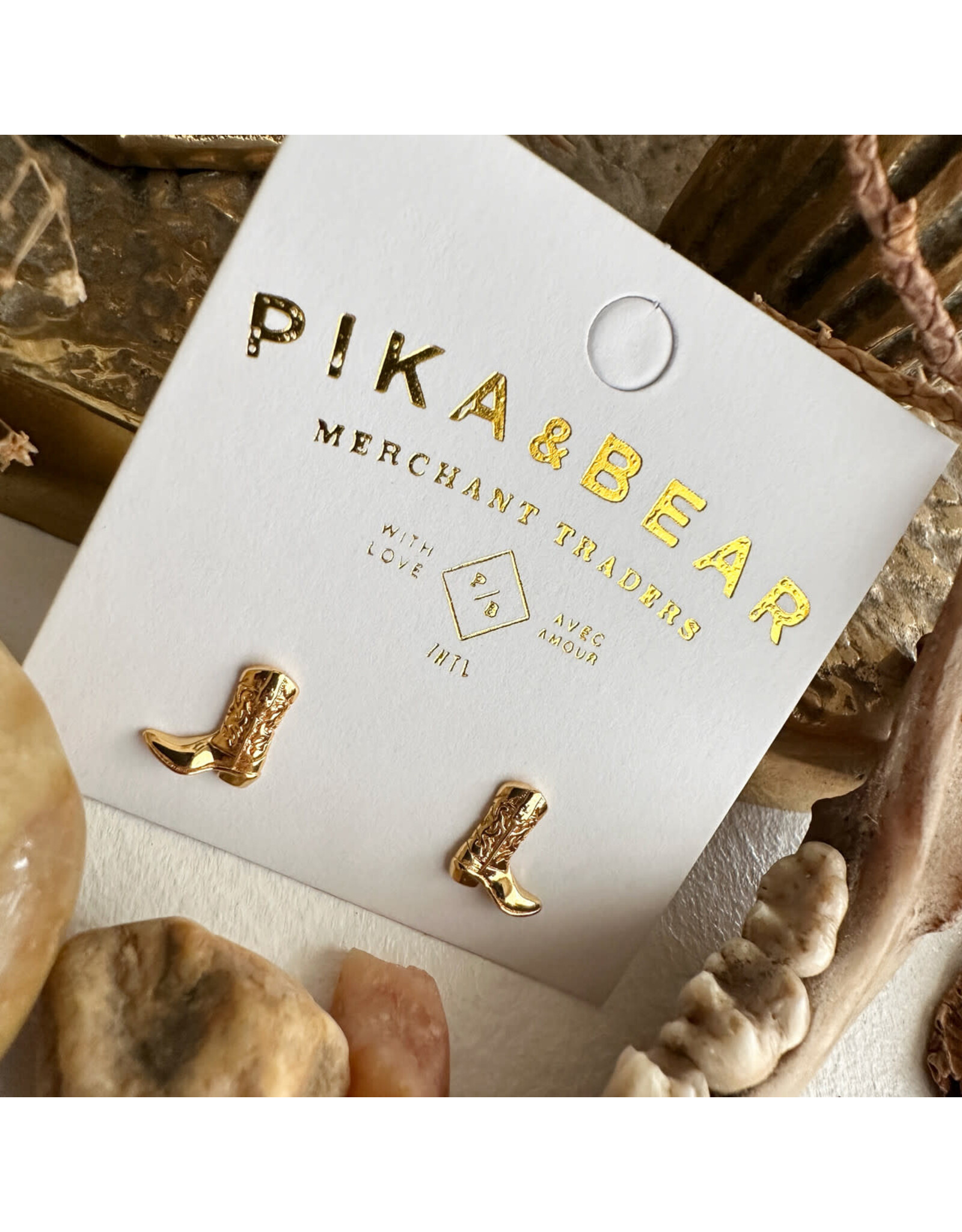 Pika & Bear Pika & Bear - "Dolly" Cowboy Boot Stud Earrings