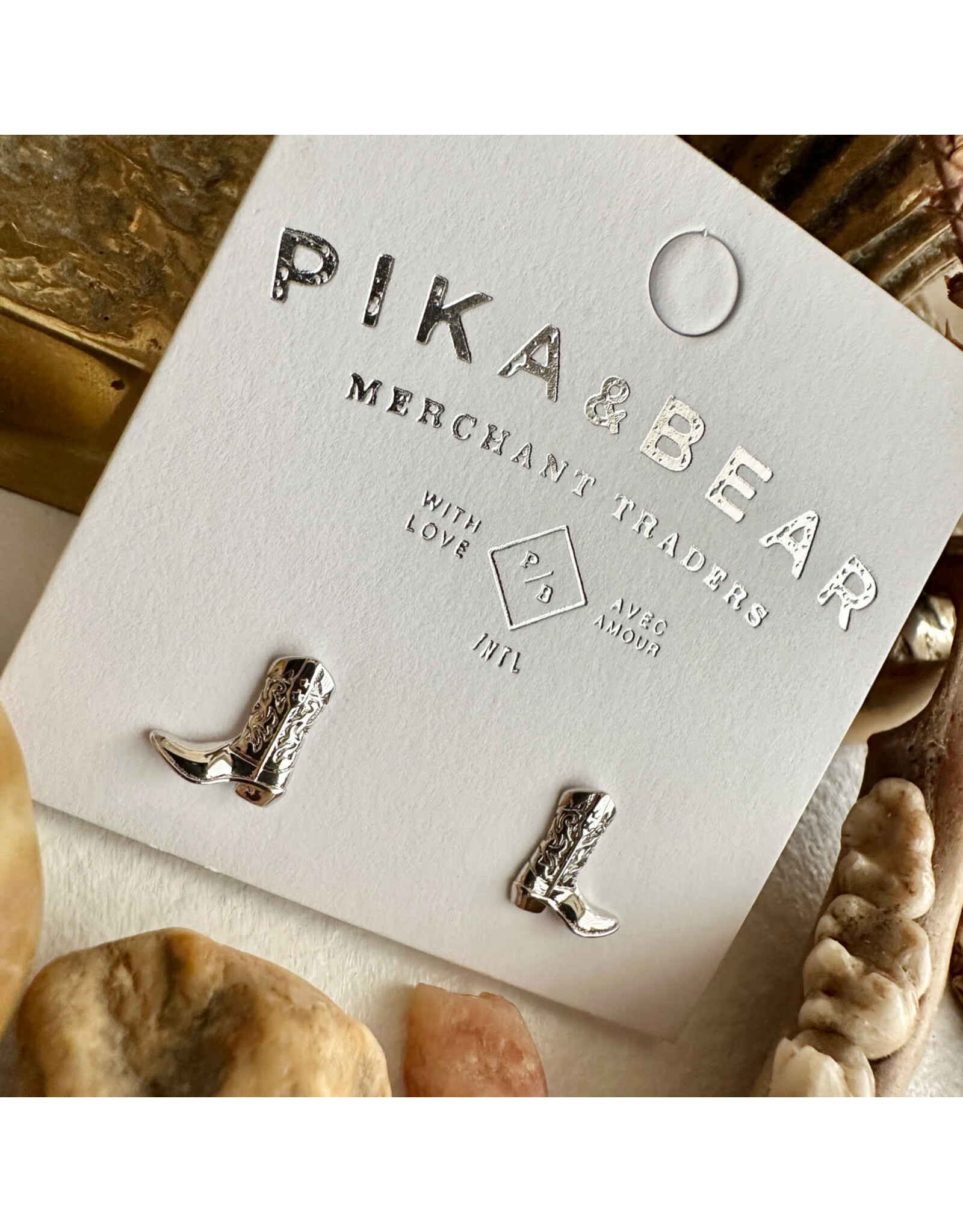 Pika & Bear Pika & Bear - "Dolly" Cowboy Boot Stud Earrings