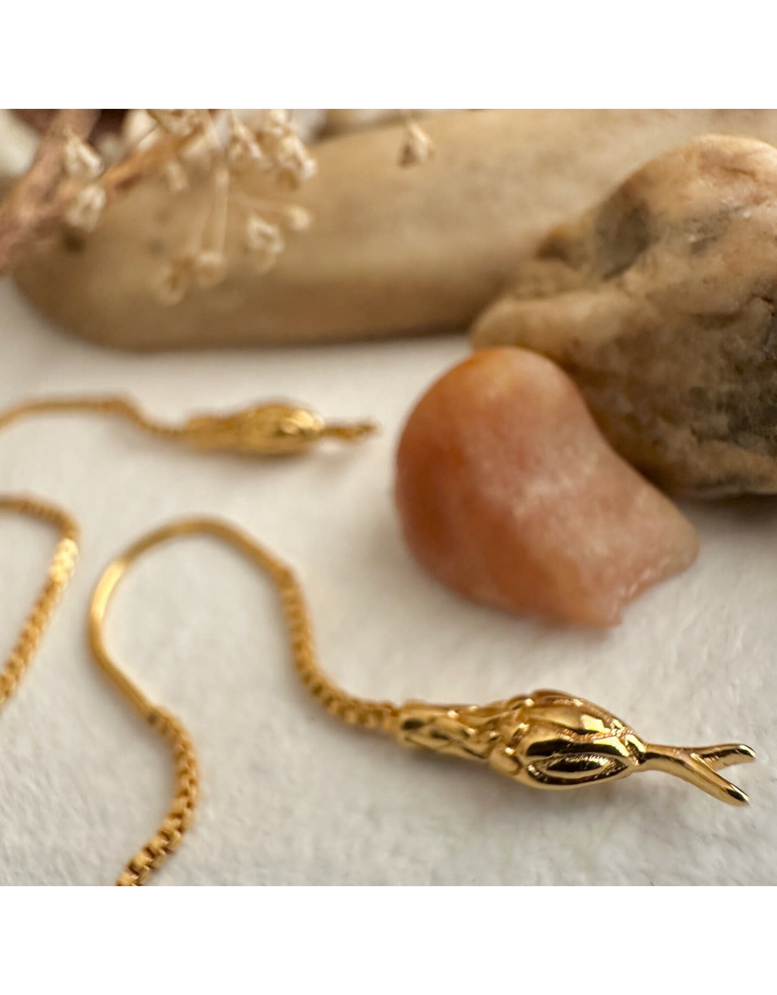 Pika & Bear Pika & Bear - "Cenchoa" Snake Threader Earrings in Gold