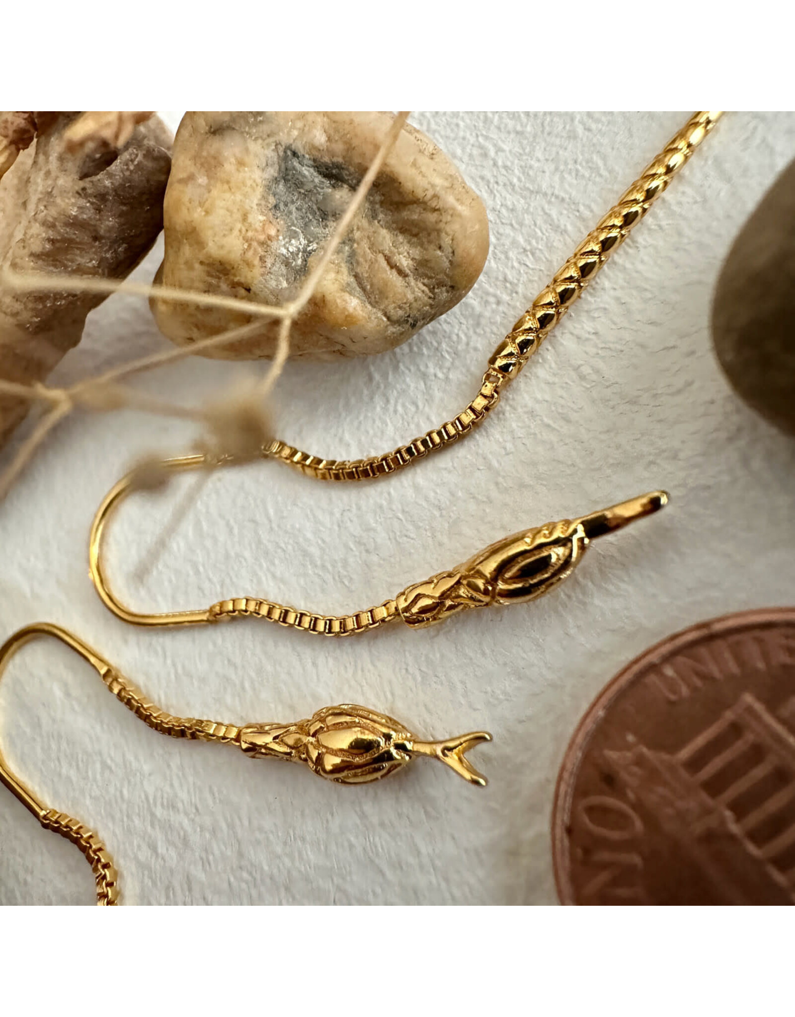 Pika & Bear Pika & Bear - "Cenchoa" Snake Threader Earrings in Gold