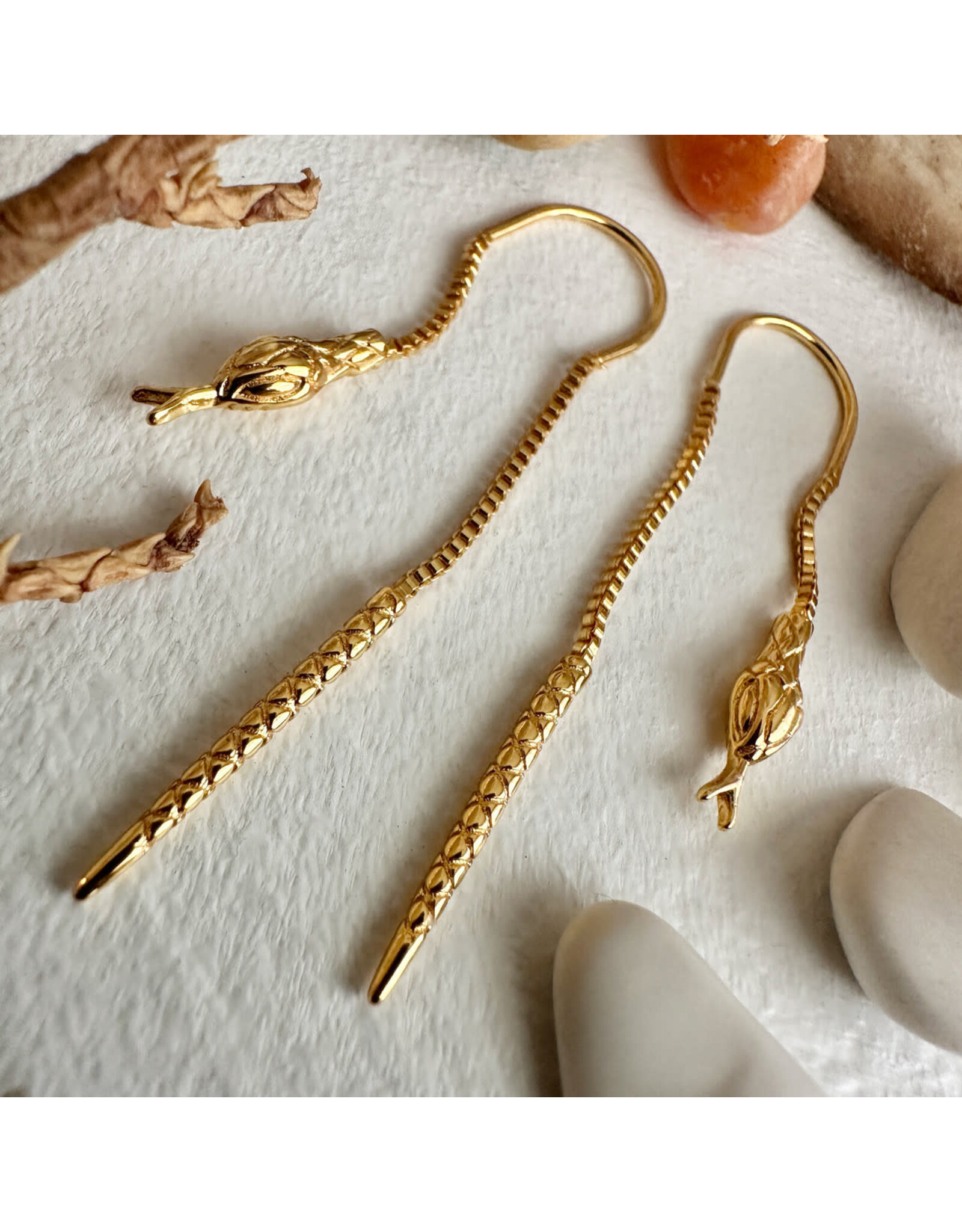 Pika & Bear Pika & Bear - "Cenchoa" Snake Threader Earrings in Gold
