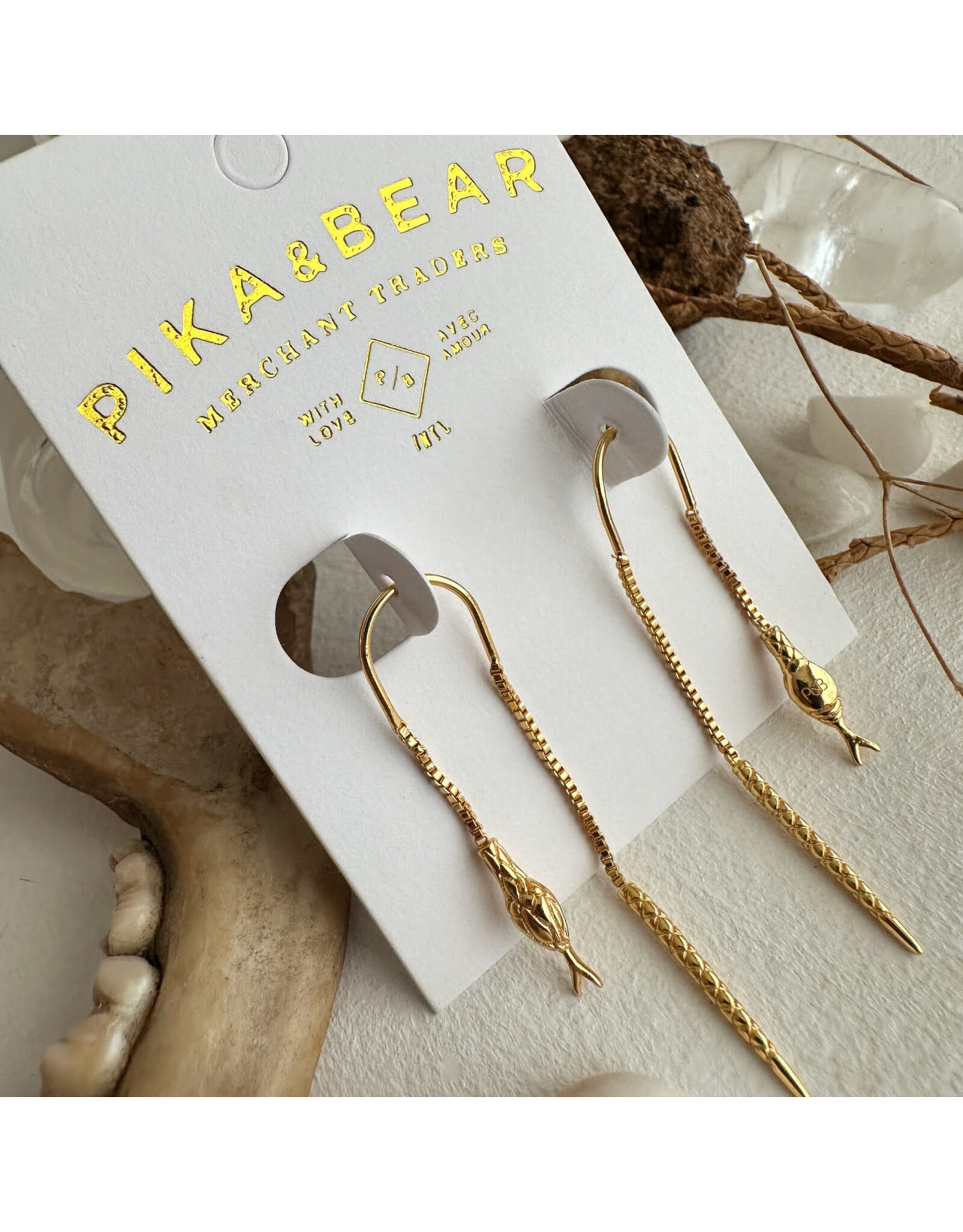 Pika & Bear Pika & Bear - "Cenchoa" Snake Threader Earrings in Gold
