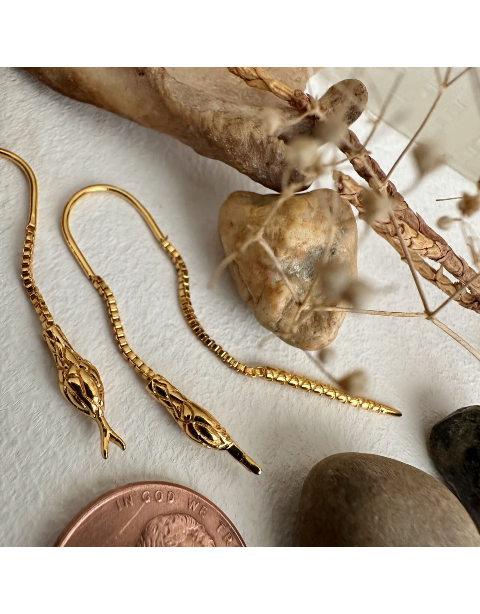 Pika & Bear Pika & Bear - "Cenchoa" Snake Threader Earrings in Gold
