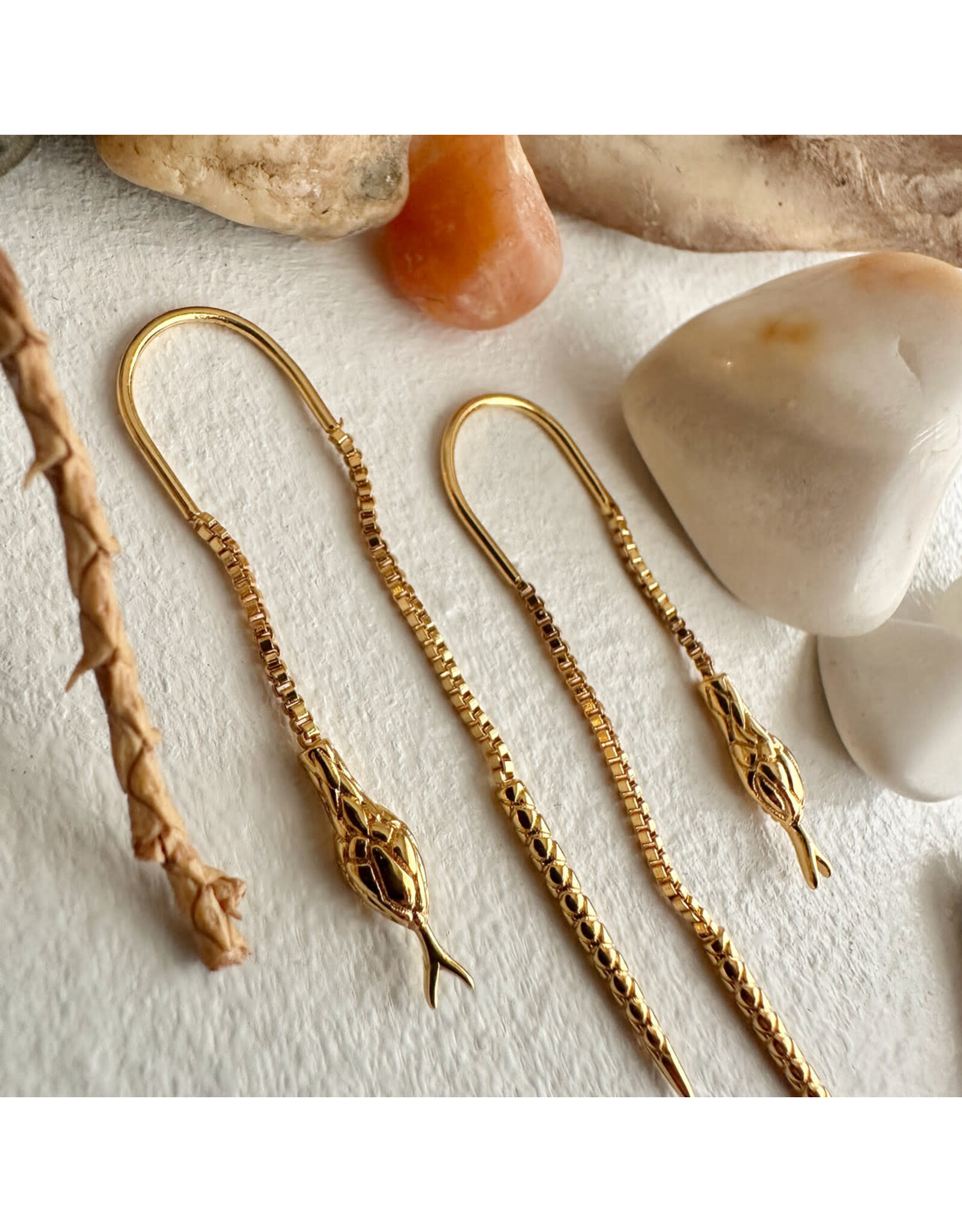 Pika & Bear Pika & Bear - "Cenchoa" Snake Threader Earrings in Gold
