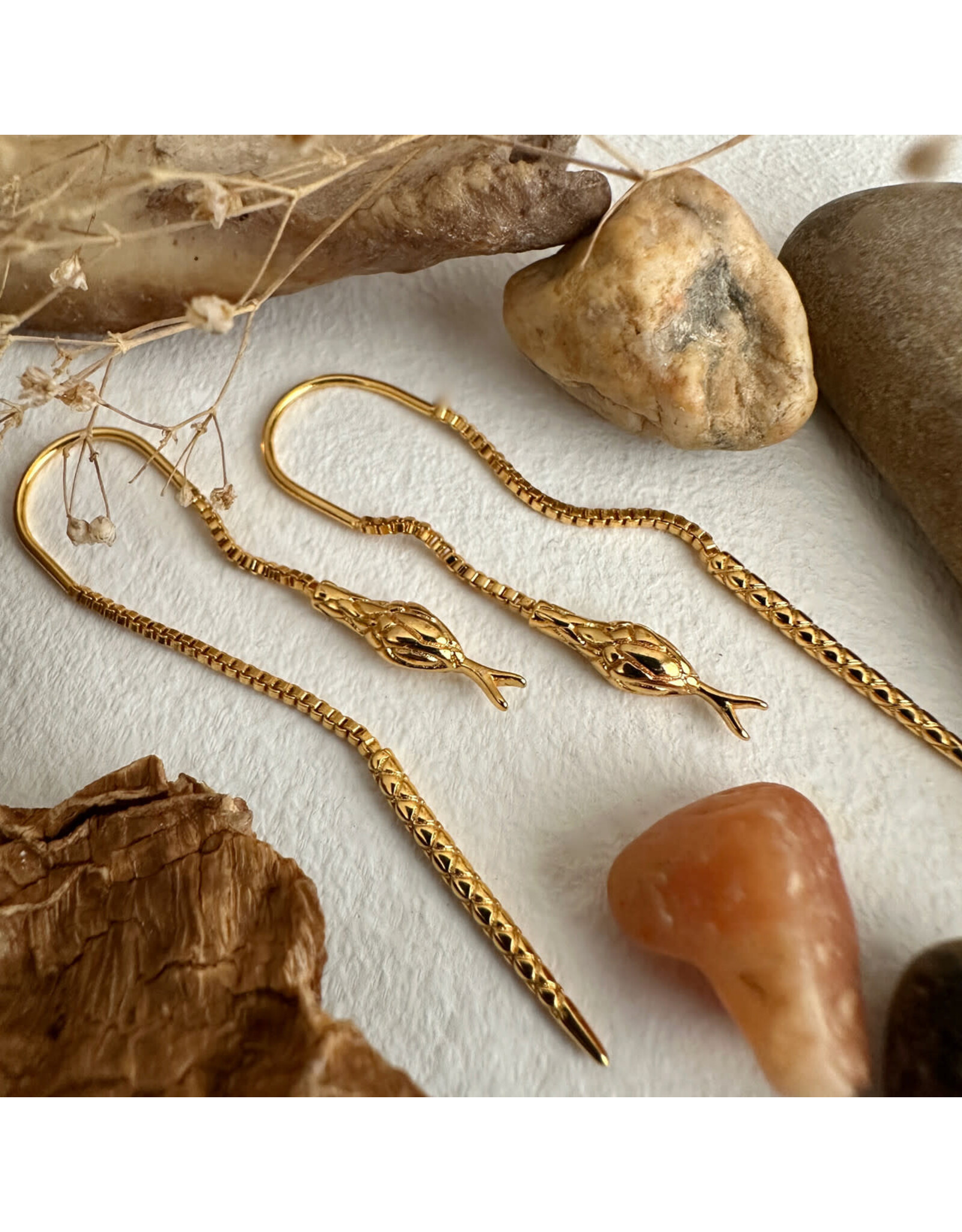Pika & Bear Pika & Bear - "Cenchoa" Snake Threader Earrings in Gold