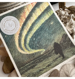 Pika & Bear Pika & Bear - 	 "Boreal" Borealis Night Scene Design Swedish Dishcloth