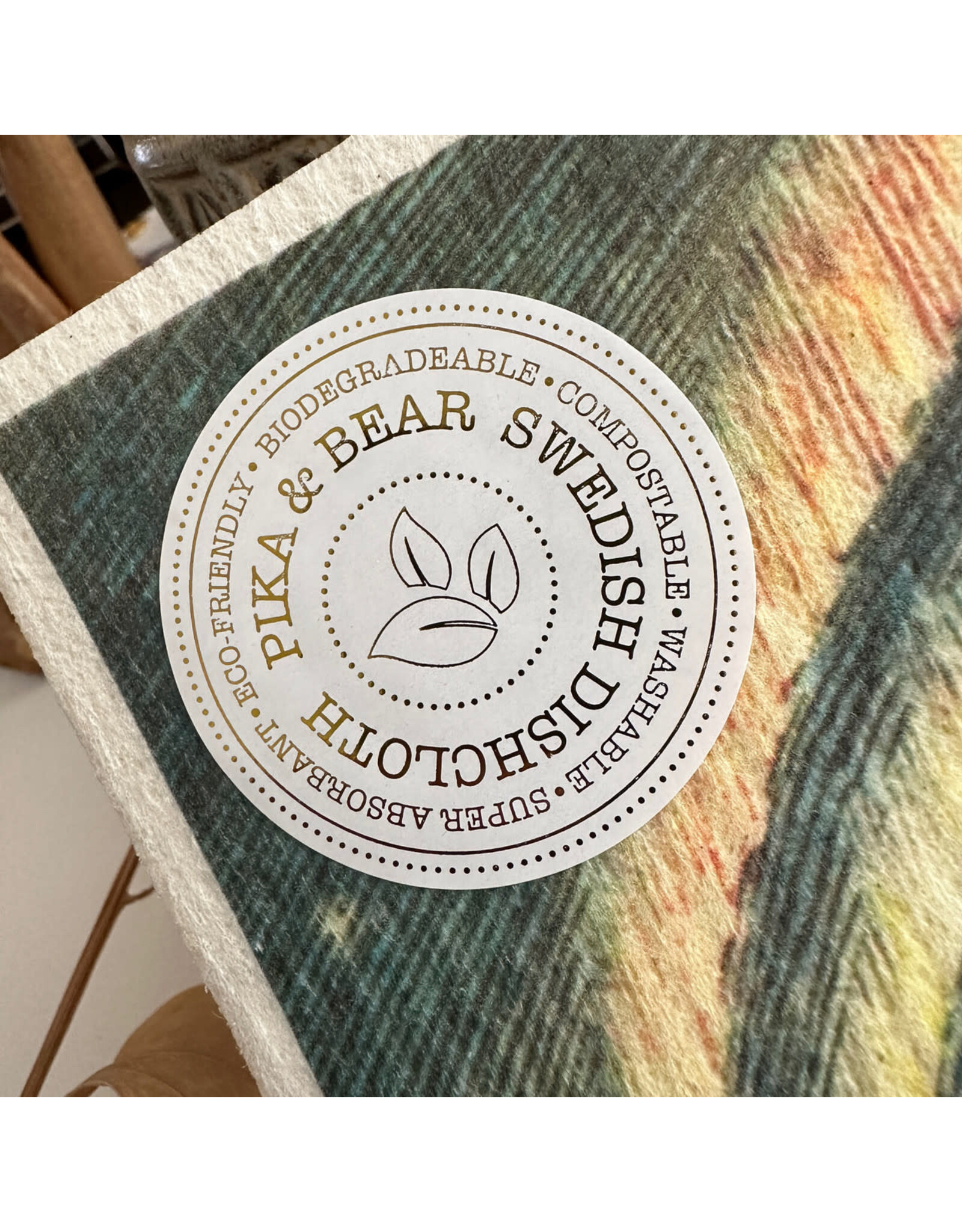 Pika & Bear Pika & Bear - 	 "Boreal" Borealis Night Scene Design Swedish Dishcloth