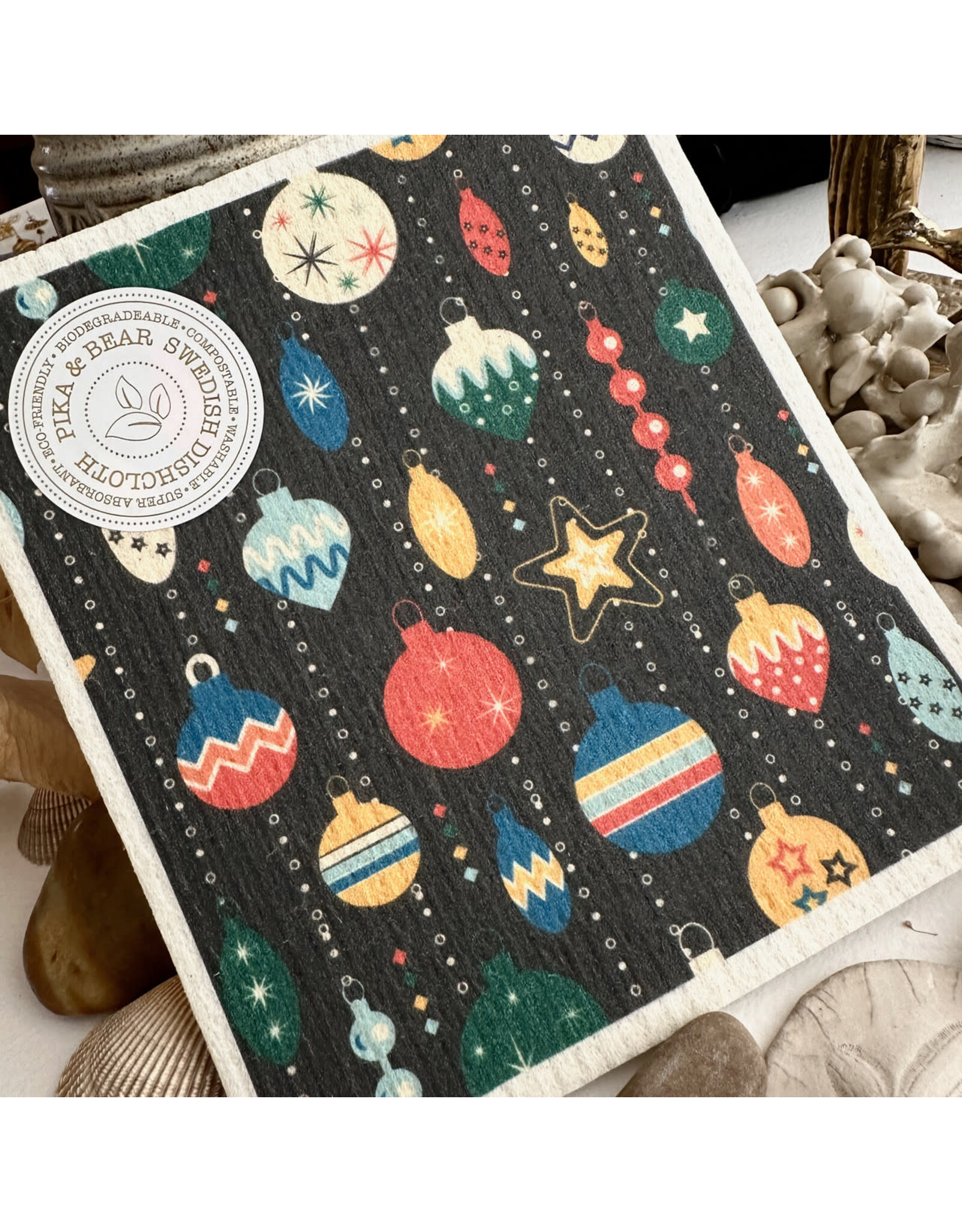 Pika & Bear Pika & Bear - "Accoutrement" Christmas Ornament Design Swedish Dishcloth