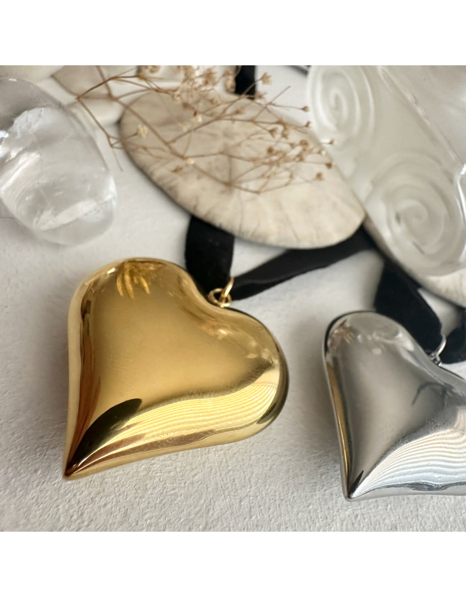 Pika & Bear Pika & Bear - "Topanga" Velvet Choker Necklace with Heart Pendant