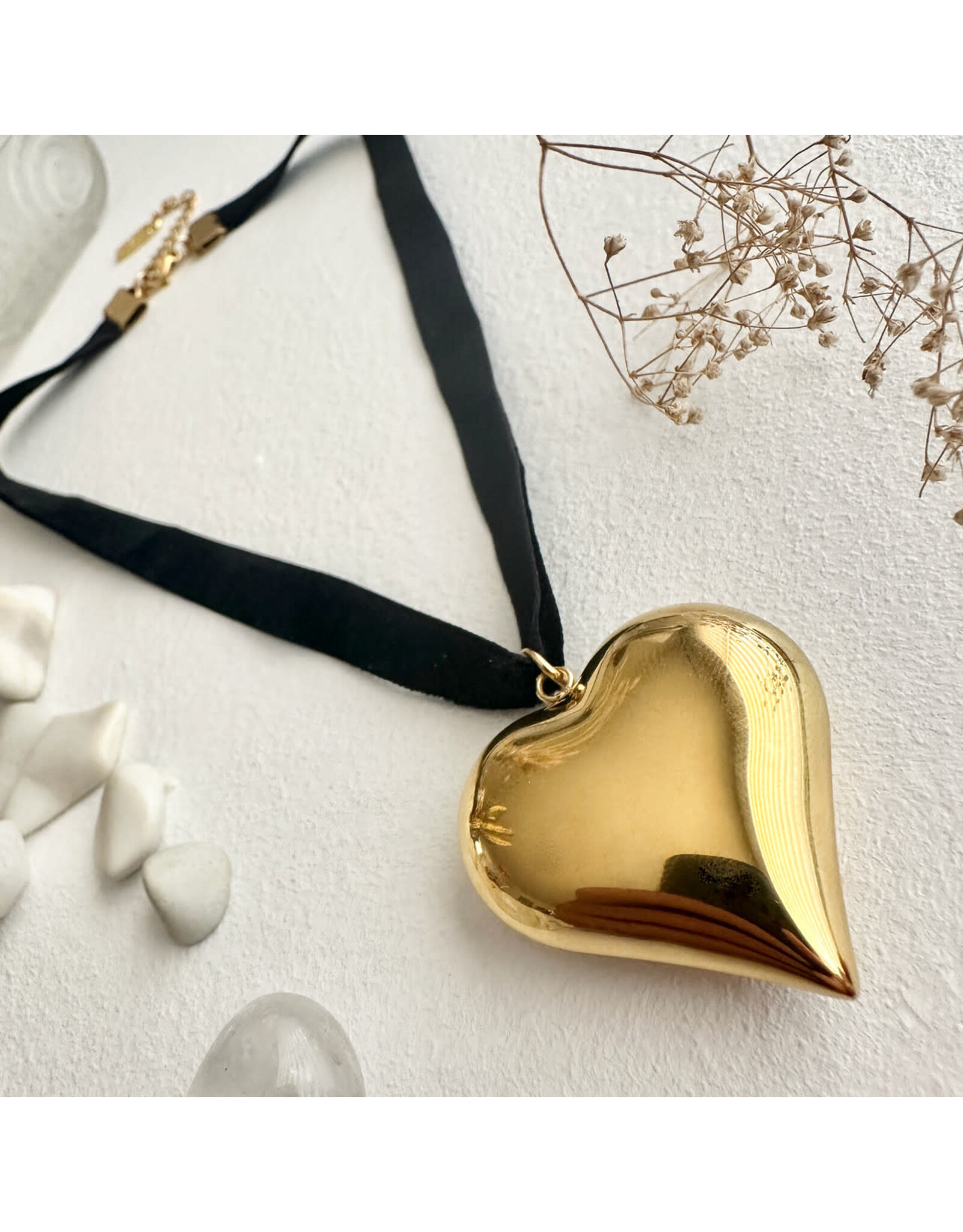 Pika & Bear Pika & Bear - "Topanga" Velvet Choker Necklace with Heart Pendant