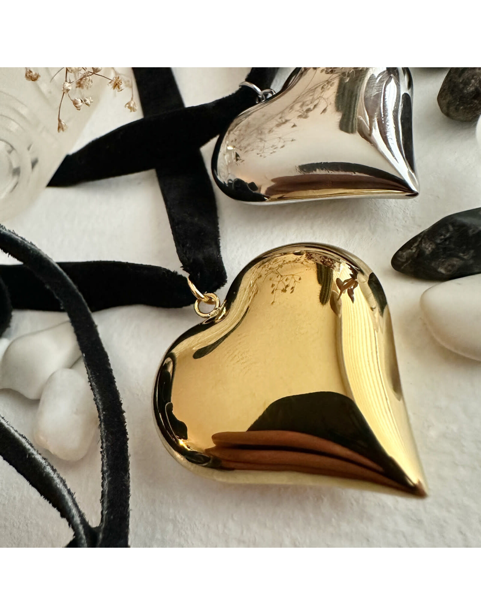 Pika & Bear Pika & Bear - "Topanga" Velvet Choker Necklace with Heart Pendant