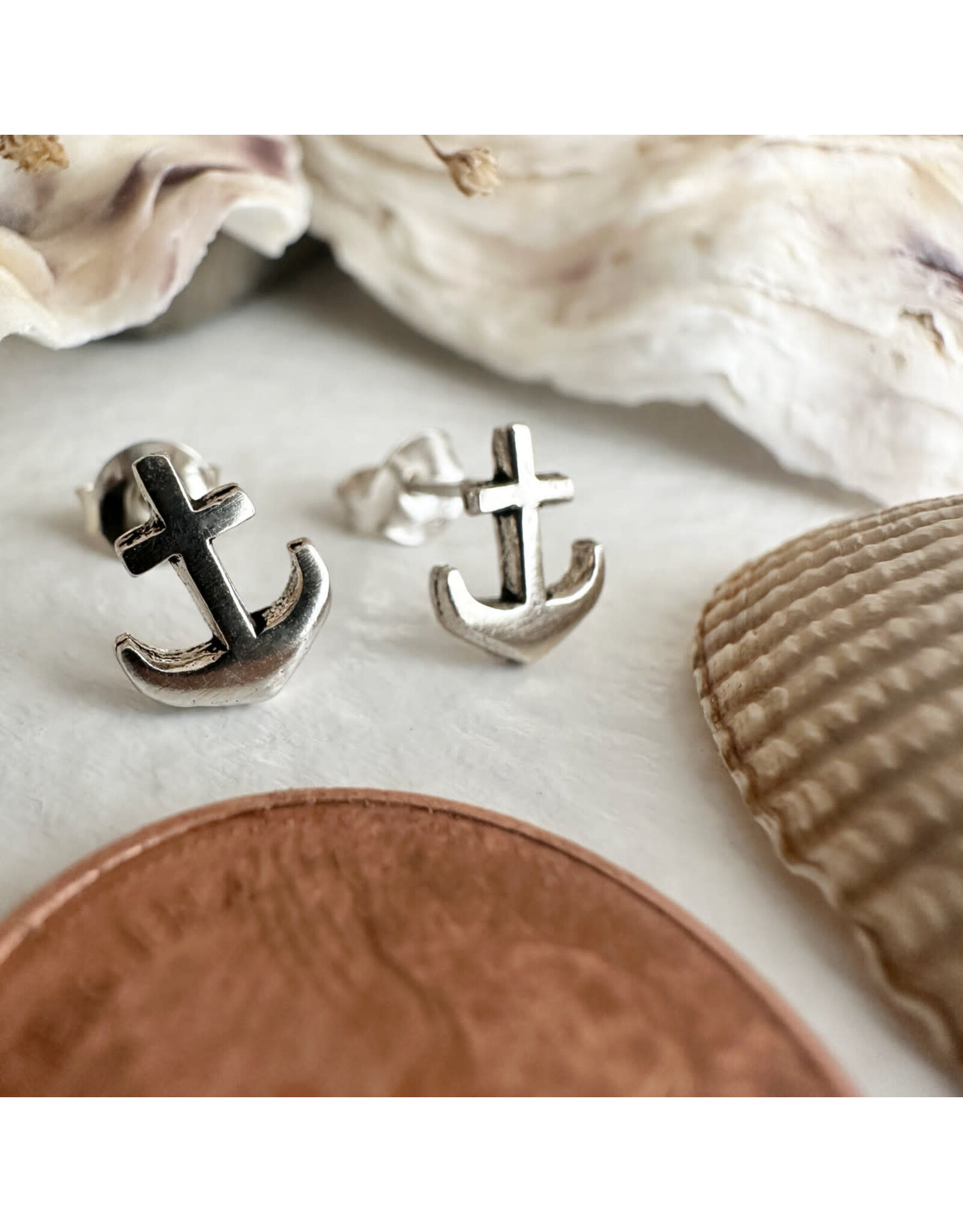 Pika & Bear Pika & Bear - "Scuttlebutt" Tiny Anchor Stud Earrings in Sterling Silver