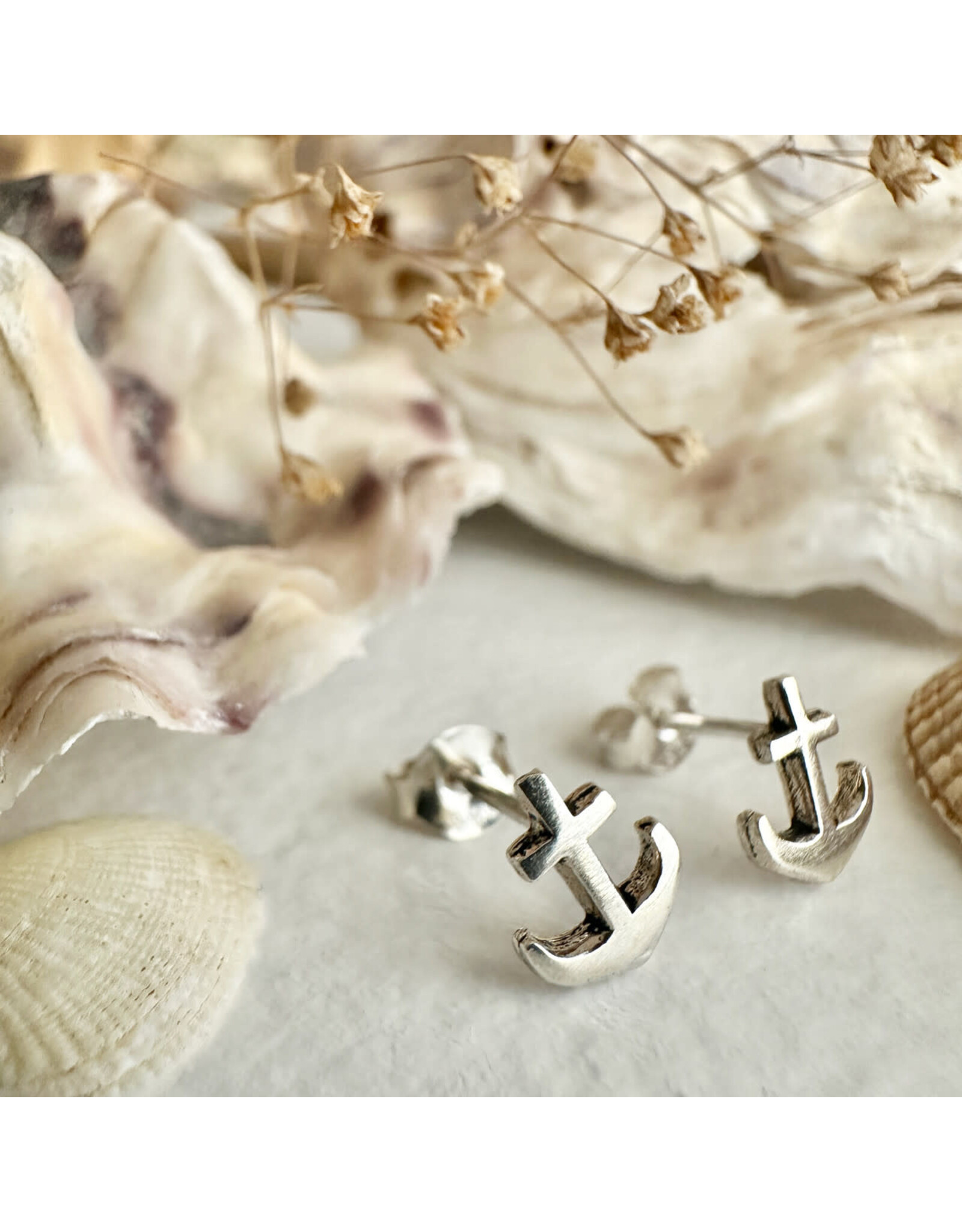 Pika & Bear Pika & Bear - "Scuttlebutt" Tiny Anchor Stud Earrings in Sterling Silver