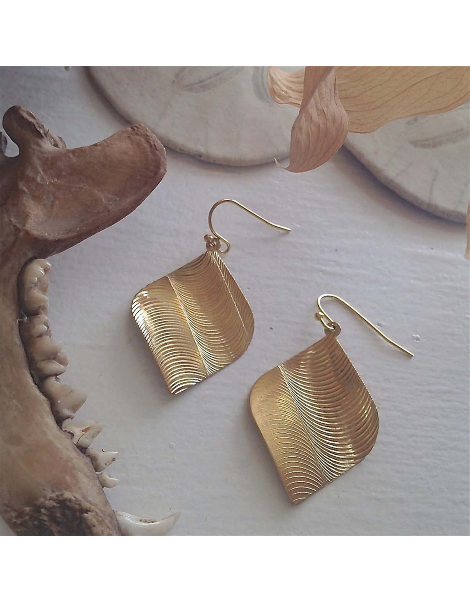 Pika & Bear Pika & Bear - "Eve Ensler" Modernist Raw Brass Drop Earrings