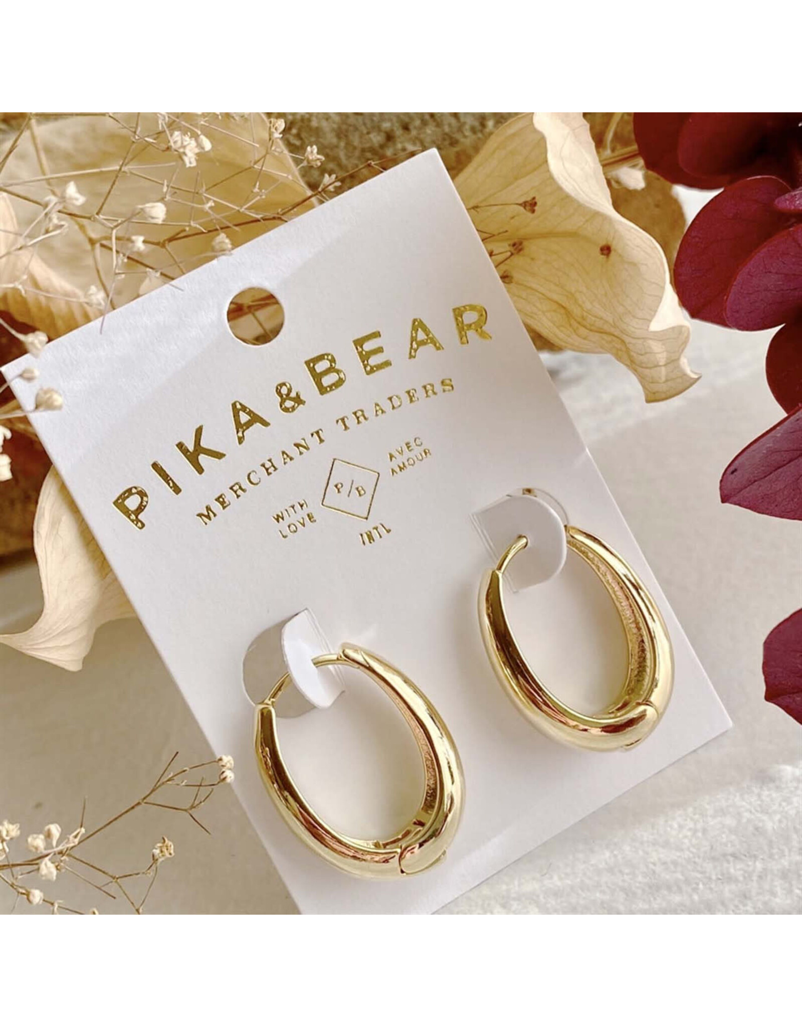 Pika & Bear Pika & Bear - "Bjorn" Oblong Hinge Hoop Earrings