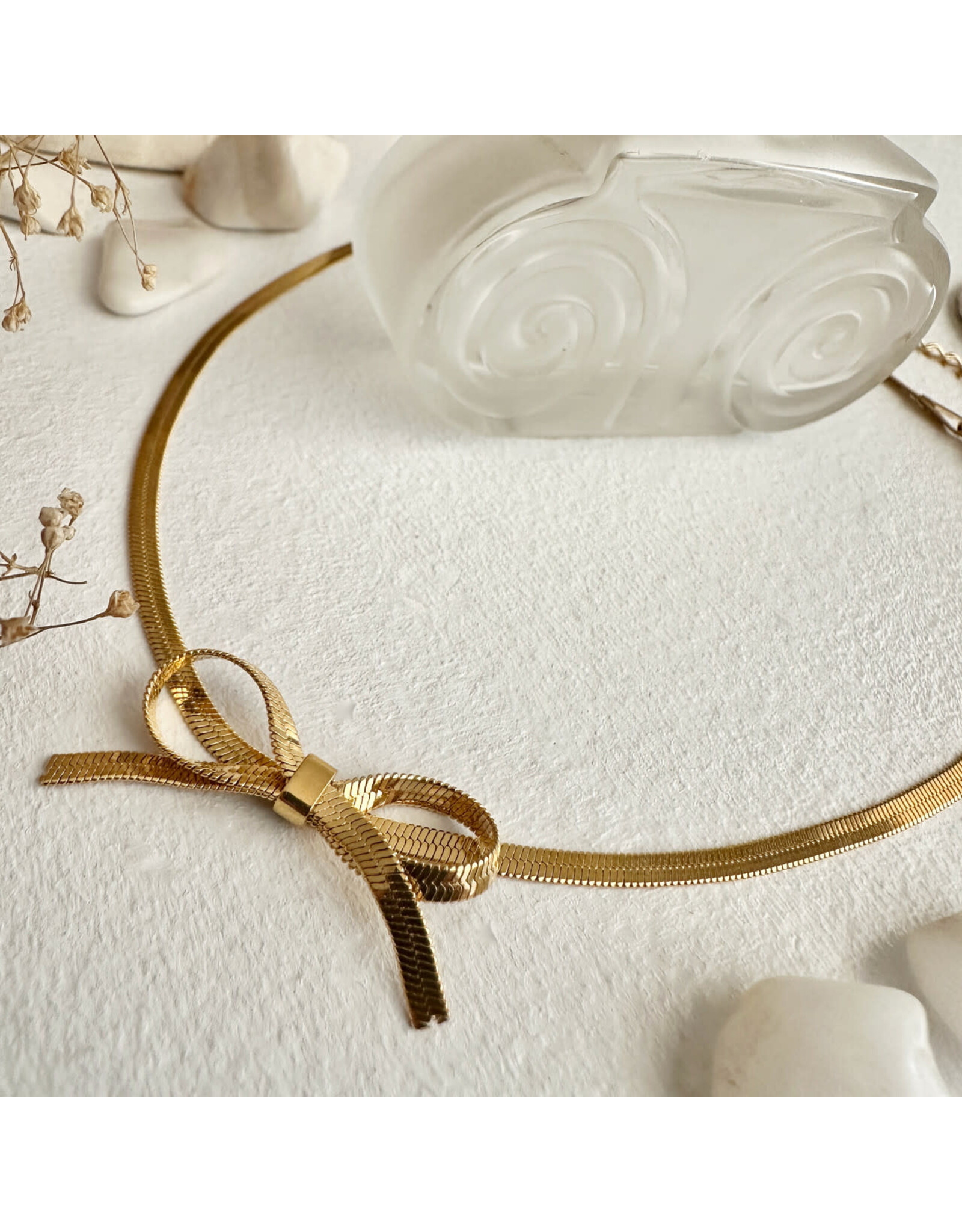 Pika & Bear Pika & Bear - "Florian" Snake Chain Choker Necklace with Bow
