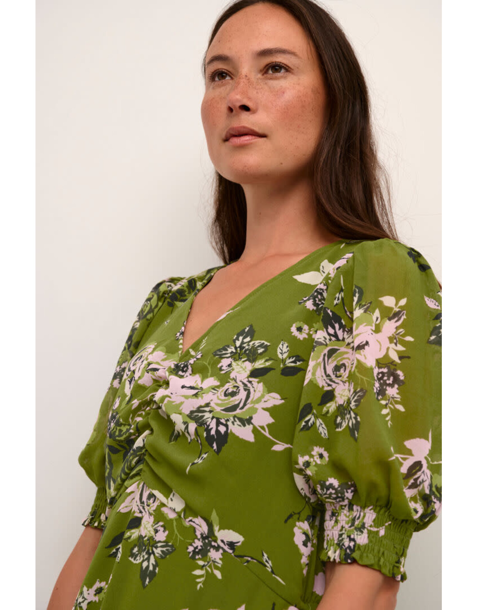 Kaffe Kaffe - Vita Dress (Green Stencil Floral Print)