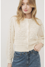 Aaron & Amber Giselle - Mixed Knit Long Sleeve Cardigan (Cream)