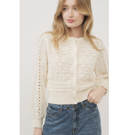 Aaron & Amber Giselle - Mixed Knit Long Sleeve Cardigan (Cream)