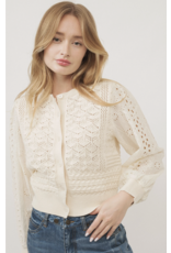 Aaron & Amber Giselle - Mixed Knit Long Sleeve Cardigan (Cream)