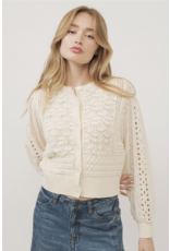 Aaron & Amber Giselle - Mixed Knit Long Sleeve Cardigan (Cream)