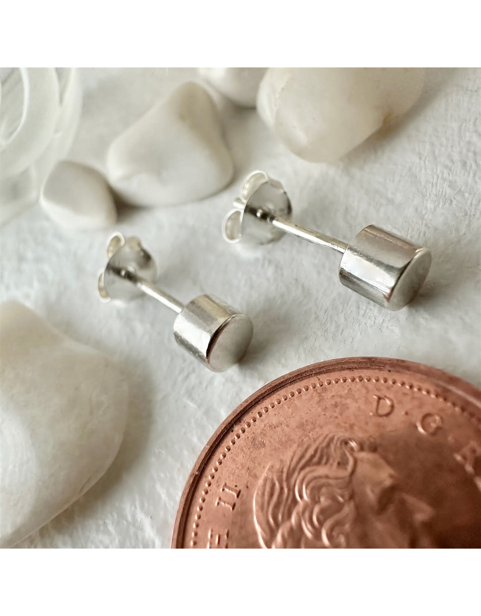 Pika & Bear Pika & Bear - 	 "Kulindros" Sterling Silver Minimalist Cylinder Studs Earrings