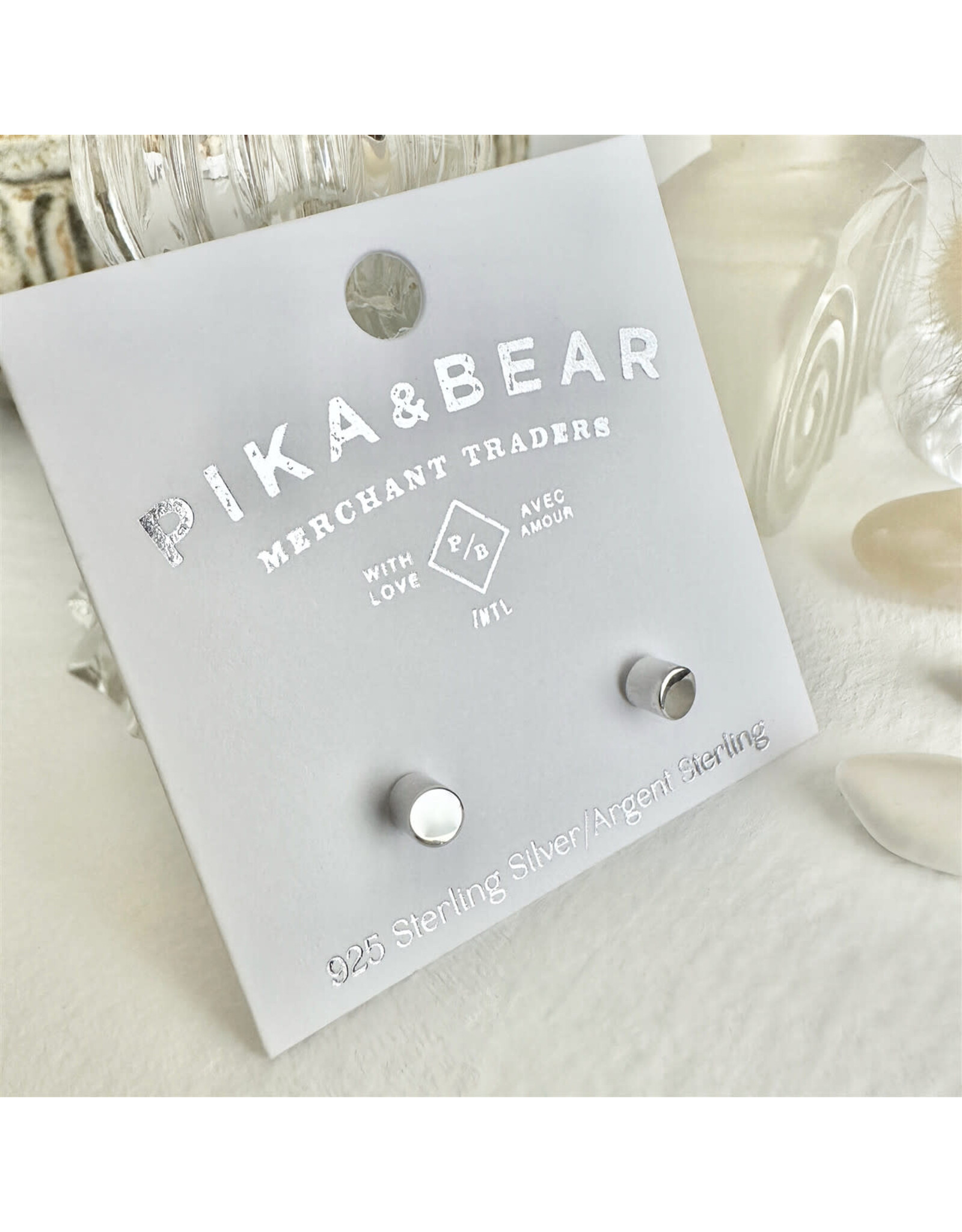 Pika & Bear Pika & Bear - 	 "Kulindros" Sterling Silver Minimalist Cylinder Studs Earrings