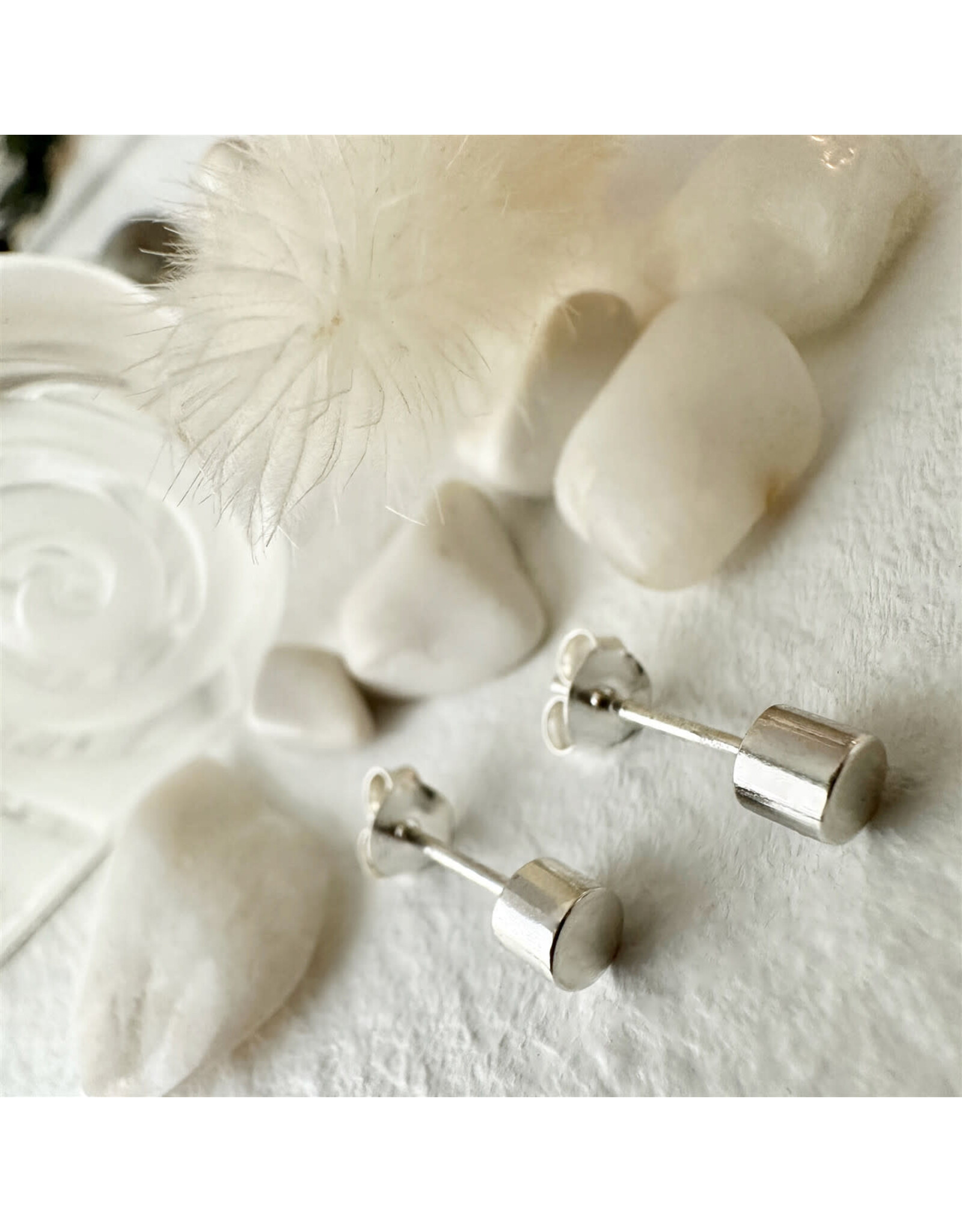 Pika & Bear Pika & Bear - 	 "Kulindros" Sterling Silver Minimalist Cylinder Studs Earrings