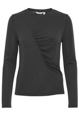 b.young b.Young - Perl Long Sleeve Top With Diagonal Ruching (Asphalt)