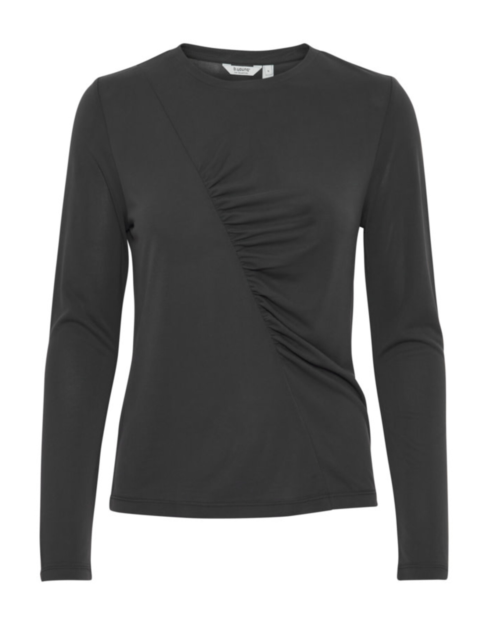 b.young b.Young - Perl Long Sleeve Top With Diagonal Ruching (Asphalt)