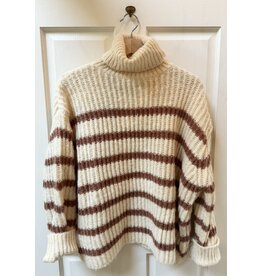 Sadie & Sage Sadie & Sage - Turtleneck striped sweater (ivory / camel)