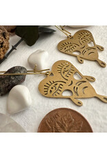 Pika & Bear Pika & Bear - "Boulevard of Broken Dreams" Raw Brass Crying Heart Face Drop Earrings