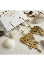 Pika & Bear Pika & Bear - "Boulevard of Broken Dreams" Raw Brass Crying Heart Face Drop Earrings
