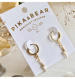 Pika & Bear Pika & Bear - "Indra" Pavé Lightning Bolt Charm Hugger Hoop