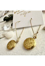 Pika & Bear Pika & Bear - Cedarburg Brass Locket Drop Earrings