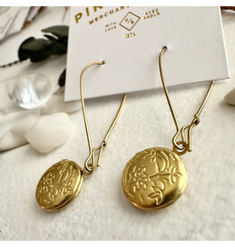 Pika & Bear Pika & Bear - Cedarburg Brass Locket Drop Earrings