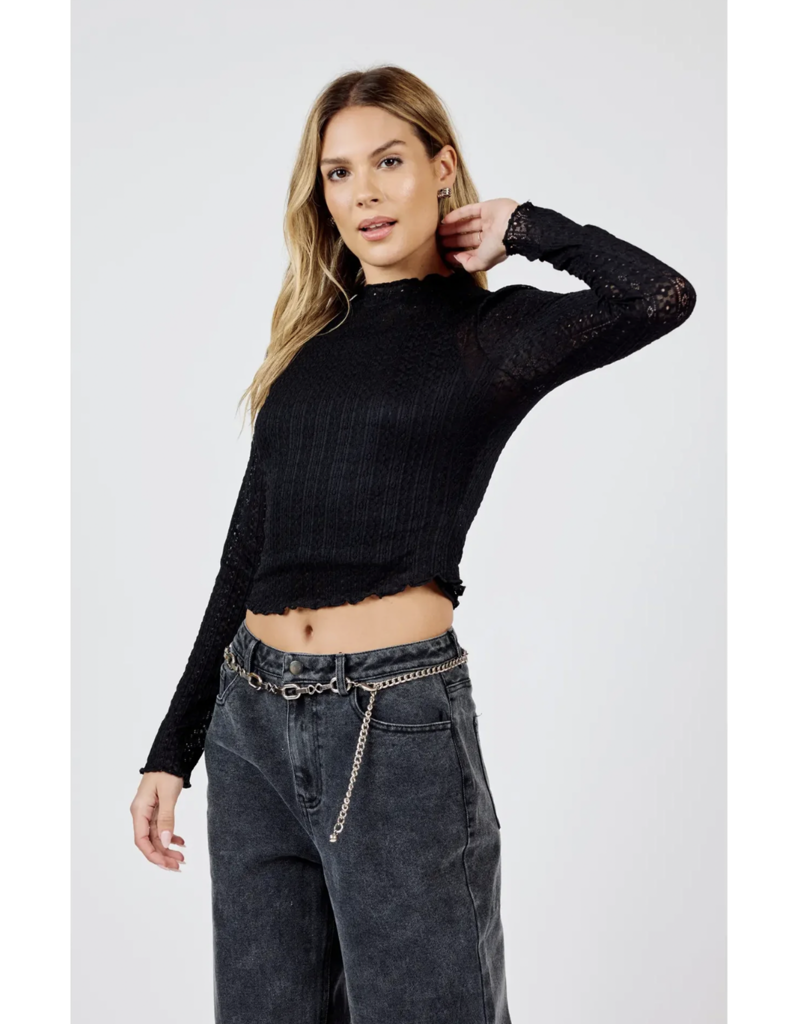 Sadie & Sage Sadie & Sage - Flagship Stretch Lace Top (Black)