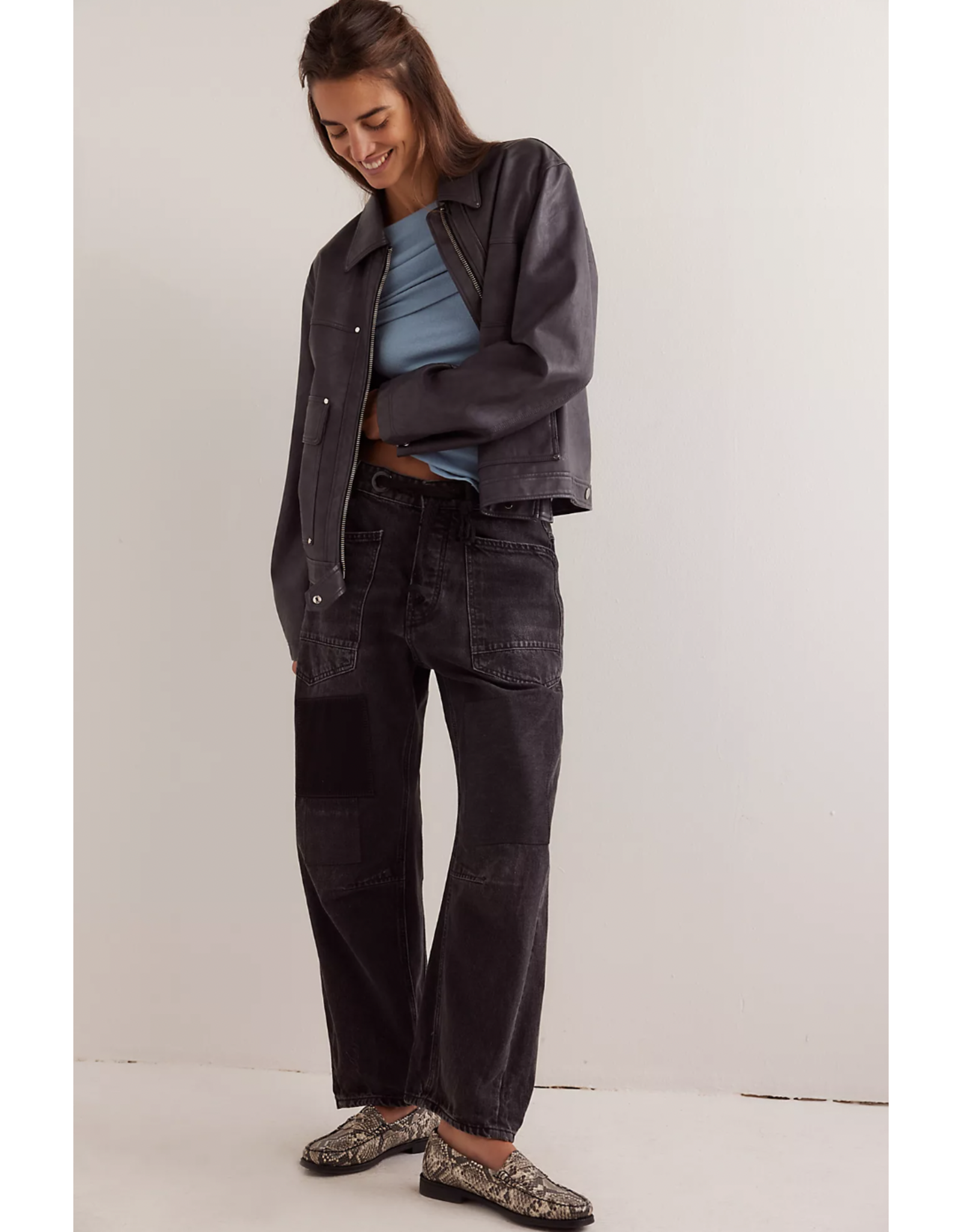 Free people Free People - Moxie Low Slung Pull on Barrel Jean (Nighthawk)