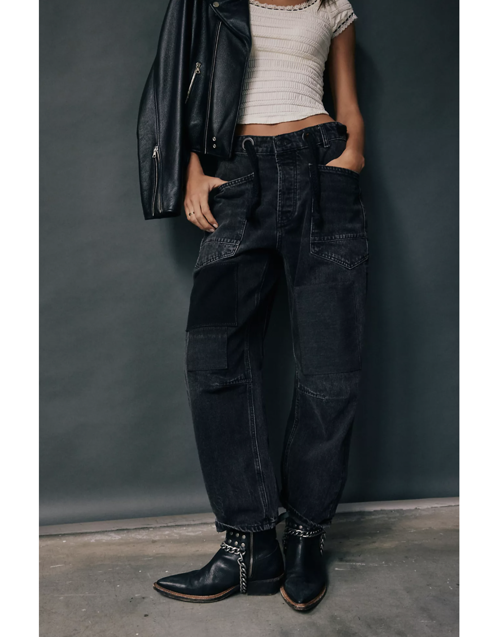 Free people Free People - Moxie Low Slung Pull on Barrel Jean (Nighthawk)