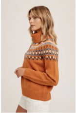 Simonetta - Turtleneck Fair Aisle Pullover (Terracotta)