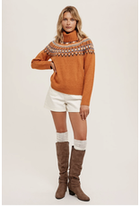 Simonetta - Turtleneck Fair Aisle Pullover (Terracotta)