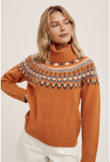 Simonetta - Turtleneck Fair Aisle Pullover (Terracotta)
