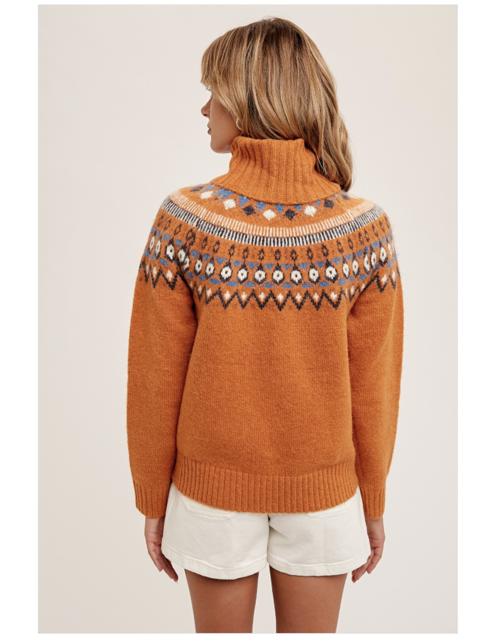Simonetta - Turtleneck Fair Aisle Pullover (Terracotta)
