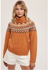 Simonetta - Turtleneck Fair Aisle Pullover (Terracotta)