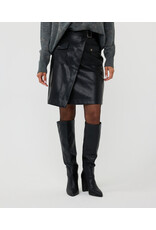 EsQualo EsQualo - Vegan Leather Overlap Skirt (Black)